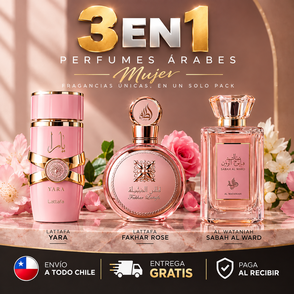 Pack 3x1 Perfumes Árabes Mujer | Fragancias Premium de 100 ml